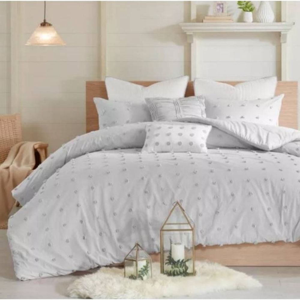 Urban Habitat 5-Piece Ivory 100% Cotton Dot Duvet Cover Set - Twin, Twin XL